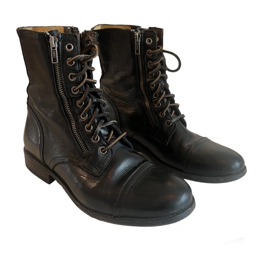 Frye Mens Tyler Double Zip Combat Boots Size 10 Black